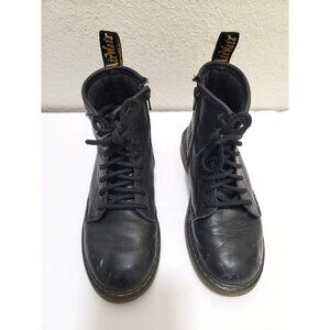 Dr. Martens Youth Black Leather Ankle Boots With Zipper & Laces Size 3